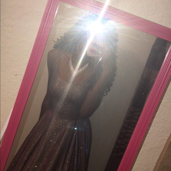 Iridescent sparkling Prom dress blue and pink - Picture 7 of 9